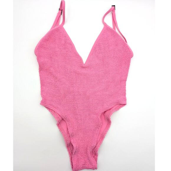 Bond Eye Women's Elena Open Back One Piece Swimsuit Candy Pink Recycled One Size - Picture 2 of 9